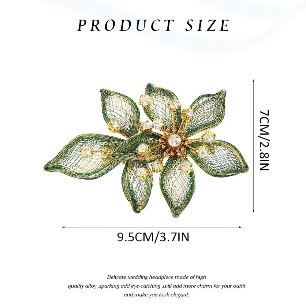 Flower Bridal Hair Clip Rhinestone Wedding Hair Piece Crystal Evening Accessory